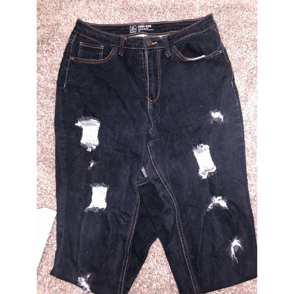Ripped high rise skinny jeans